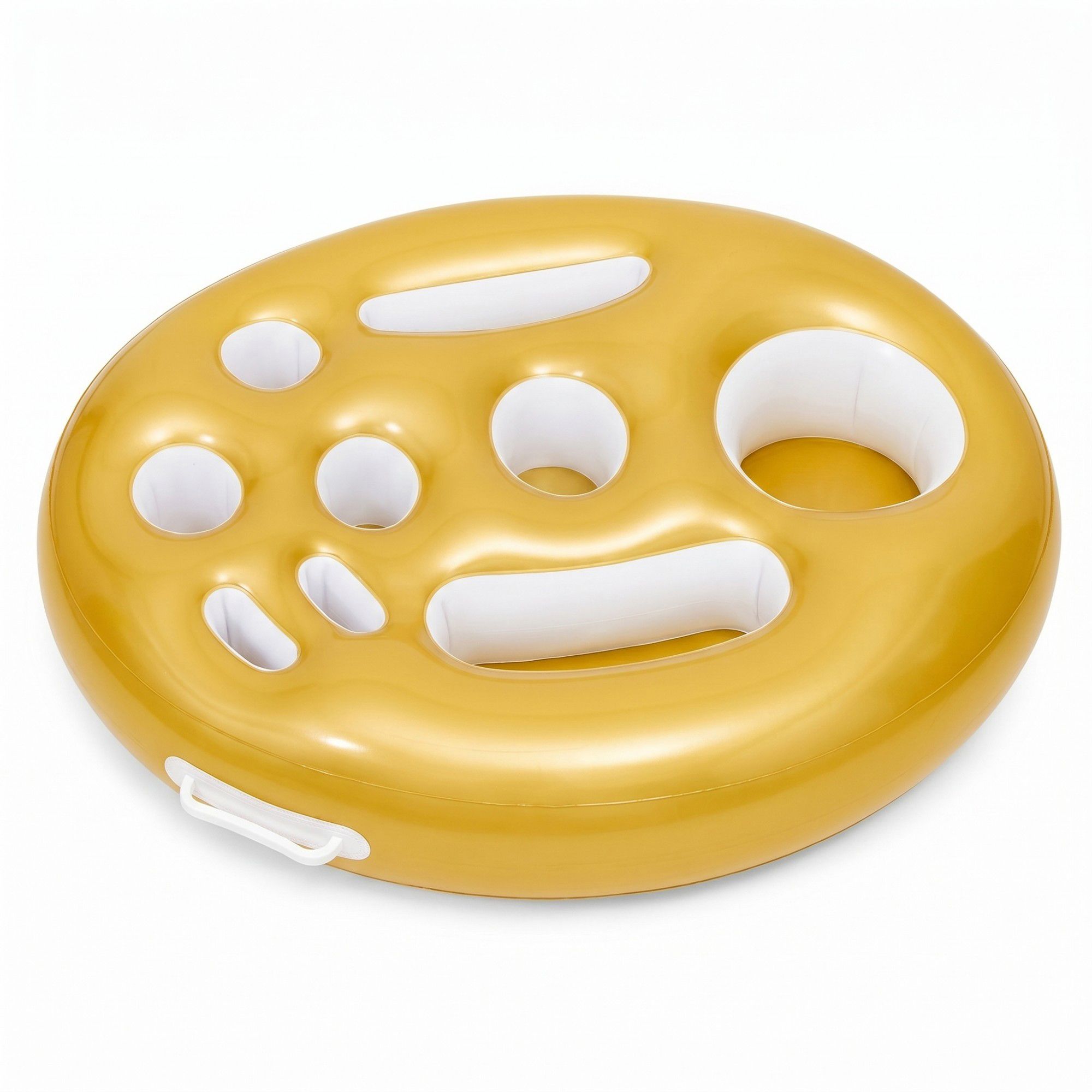 Gold Inflatable Pool Serving Float with Cup Holders and Snack Trays
