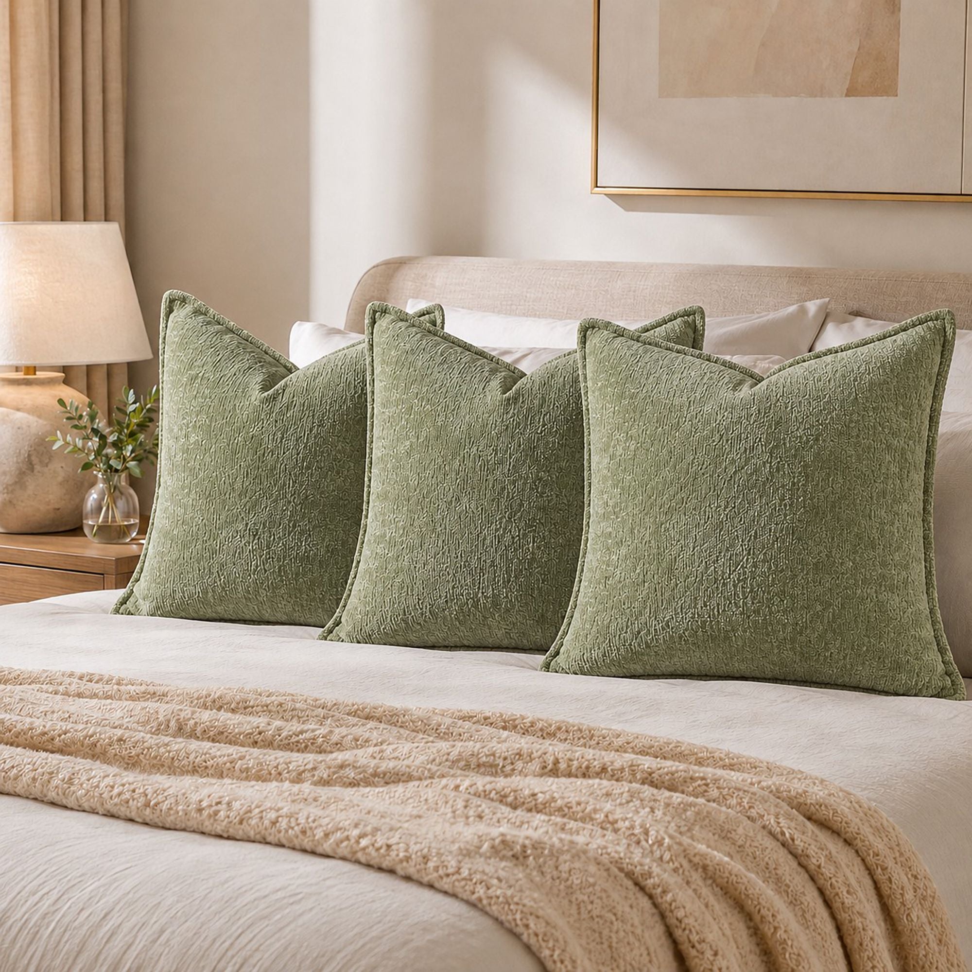 Textured Decorative Throw Pillow Cover Piped Edge Accent Cushion for Sofa Bed Chair