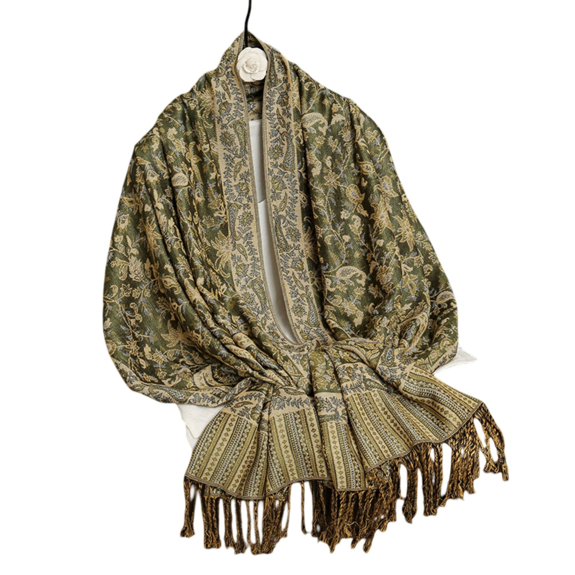 Anna-Kaci Women's Jacquard Paisley Shawl Scarf with Elegant Fringe Hem 71¡Á27.5 Inches