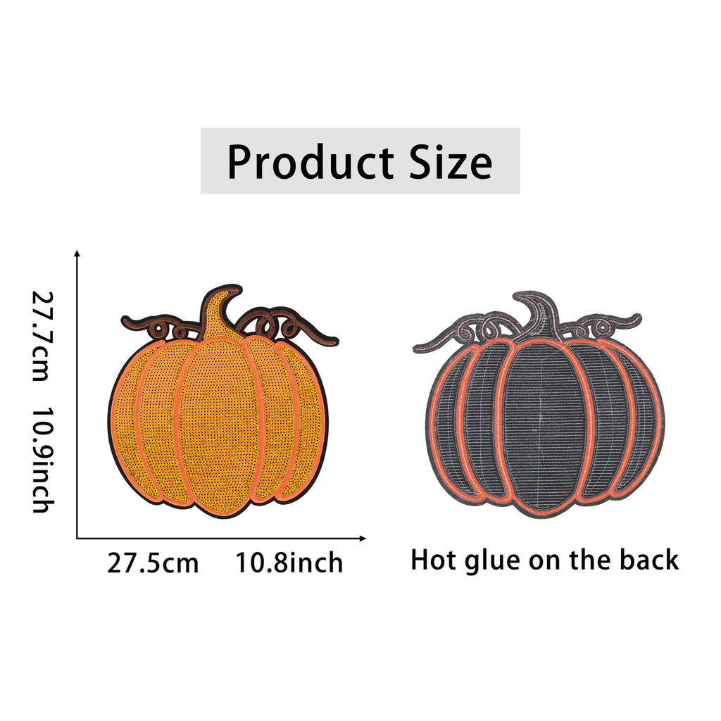 Halloween Pumpkin Ghost Large Sequin Iron On Patch Glitter Sewing Embroidery Repair Appliques Clothing Patch Costume Decor