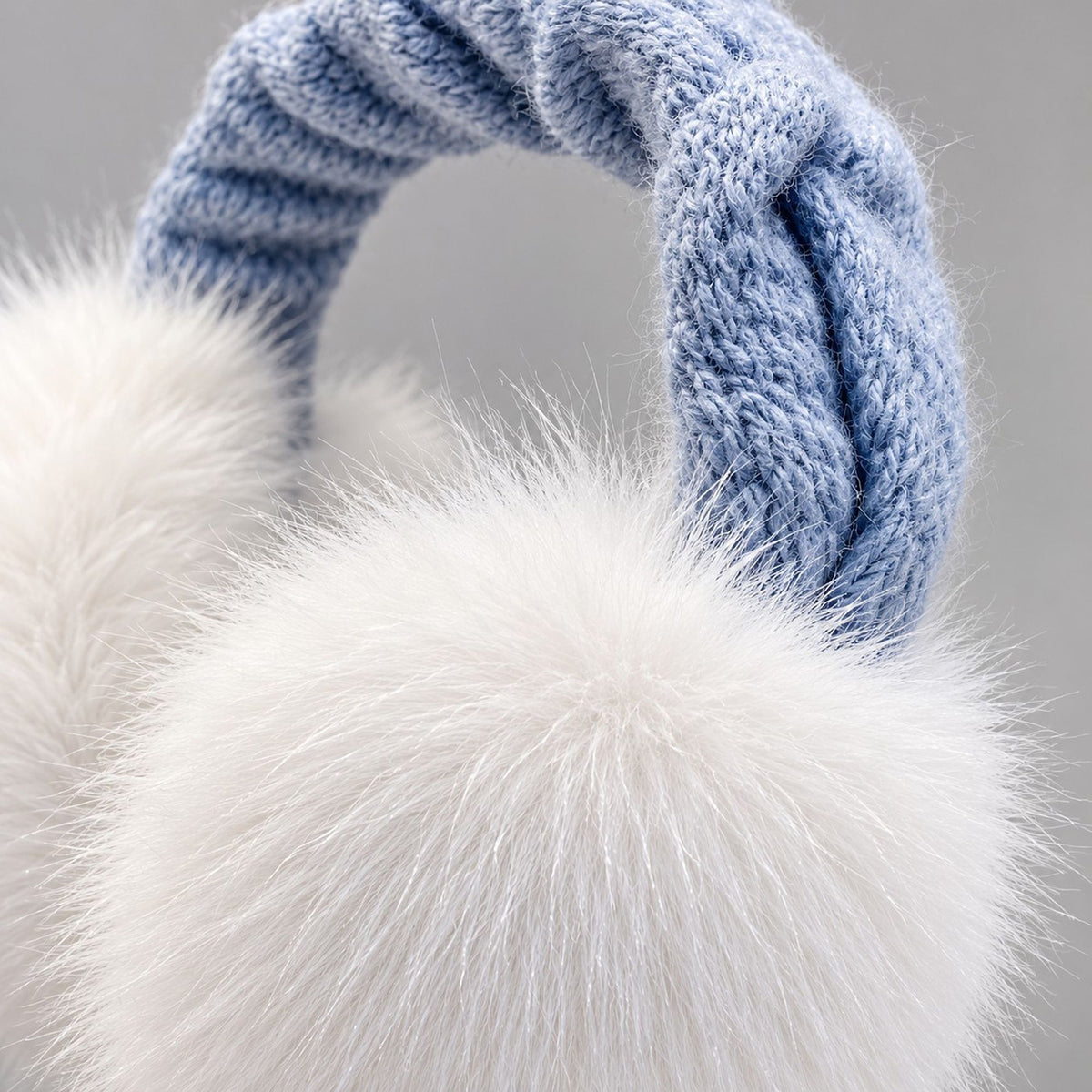Cable Knit Foldable Winter Earmuffs with Plush Ear Covers