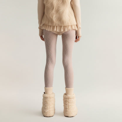 Anna-Kaci 2pcs Women's Sheer Full Length Tights with Diamond Mesh Pattern and Soft Stretch Fit for Stylish Textured Feminine Legwear