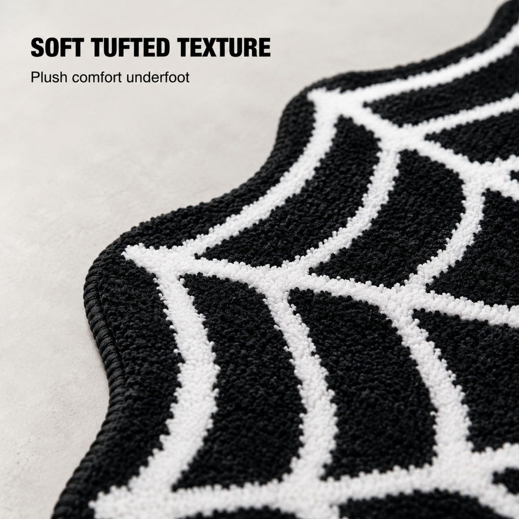 Halloween Spider Web Shaped Bath Mat Nonslip Accent Rug 15.7 x 23.6 Inches