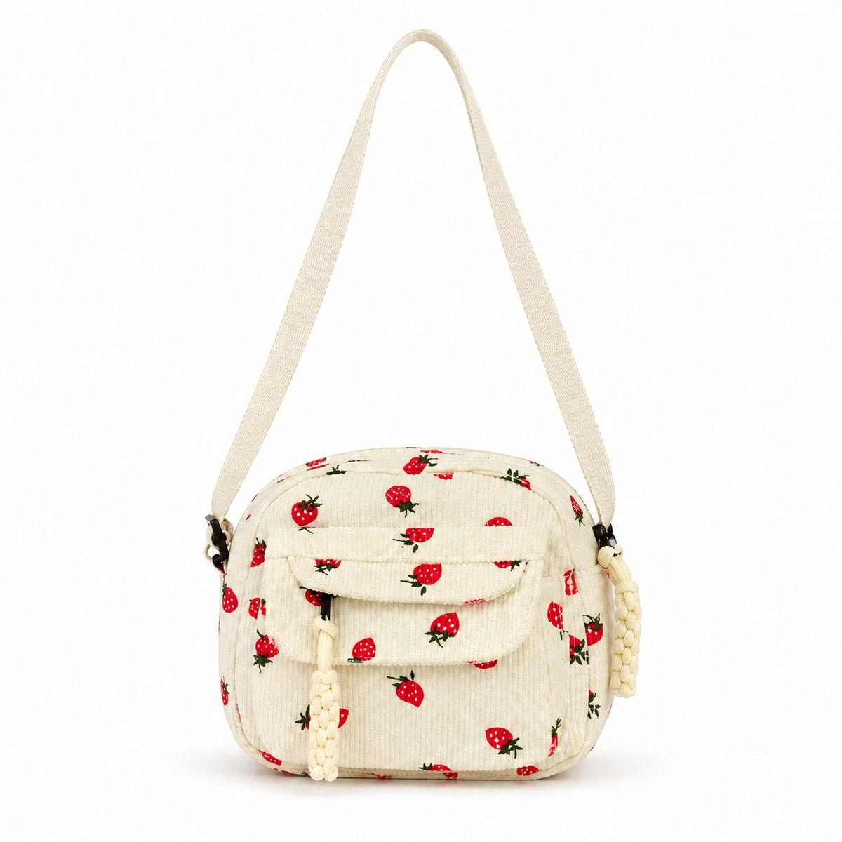 Pink crossbody bag with corduroy and pockets