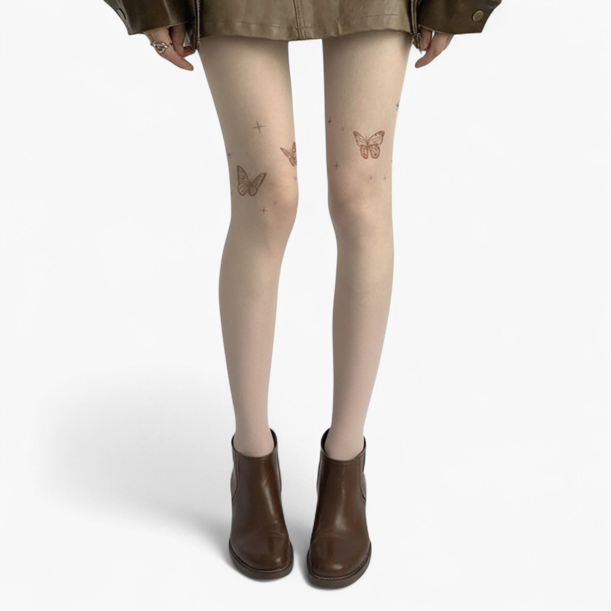 Anna-Kaci Women's Sheer Butterfly Print Tights with Subtle Sparkle Star Accents and Stretch Fit