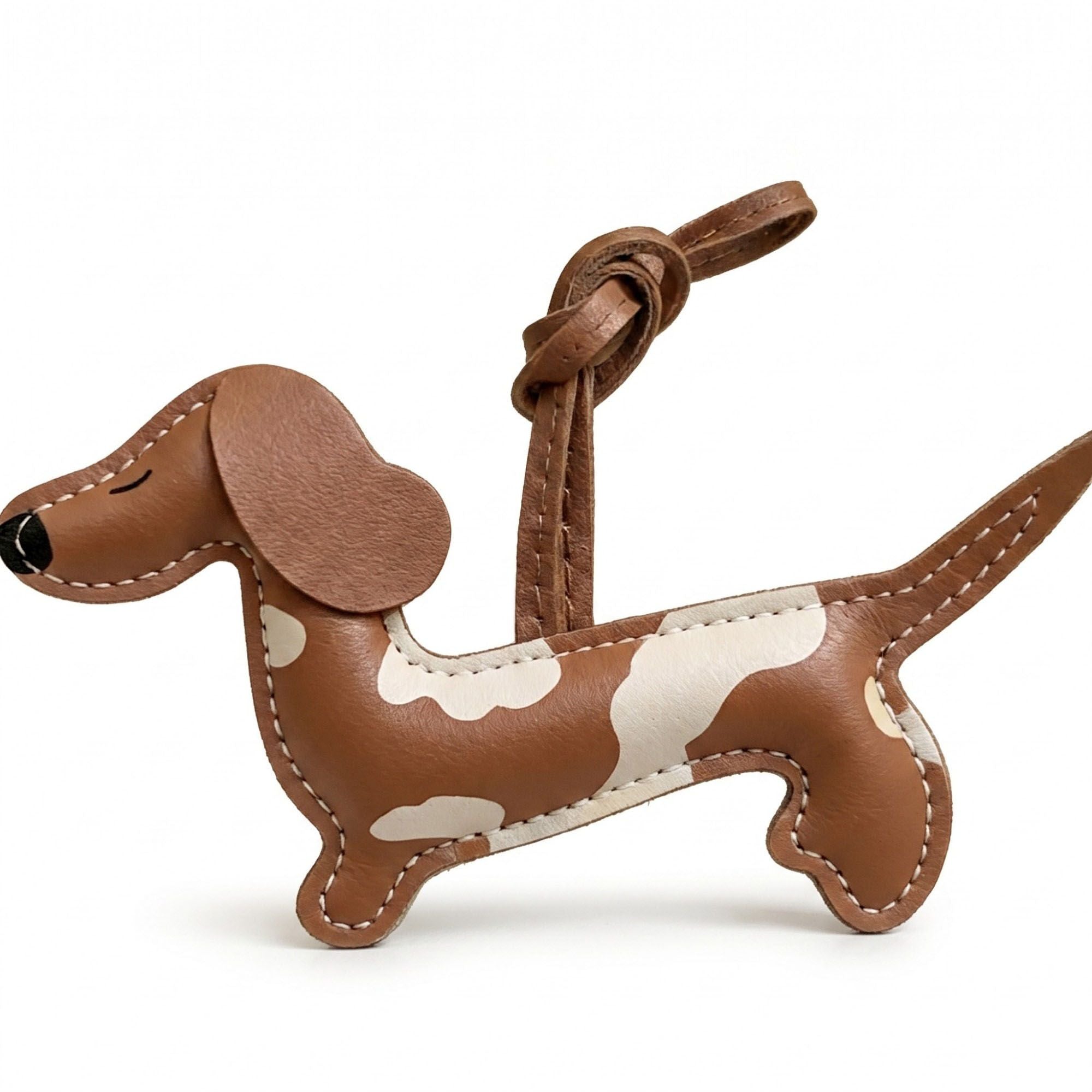 Dachshund Wiener Dog Bag Charm with Faux Leather Loop Strap