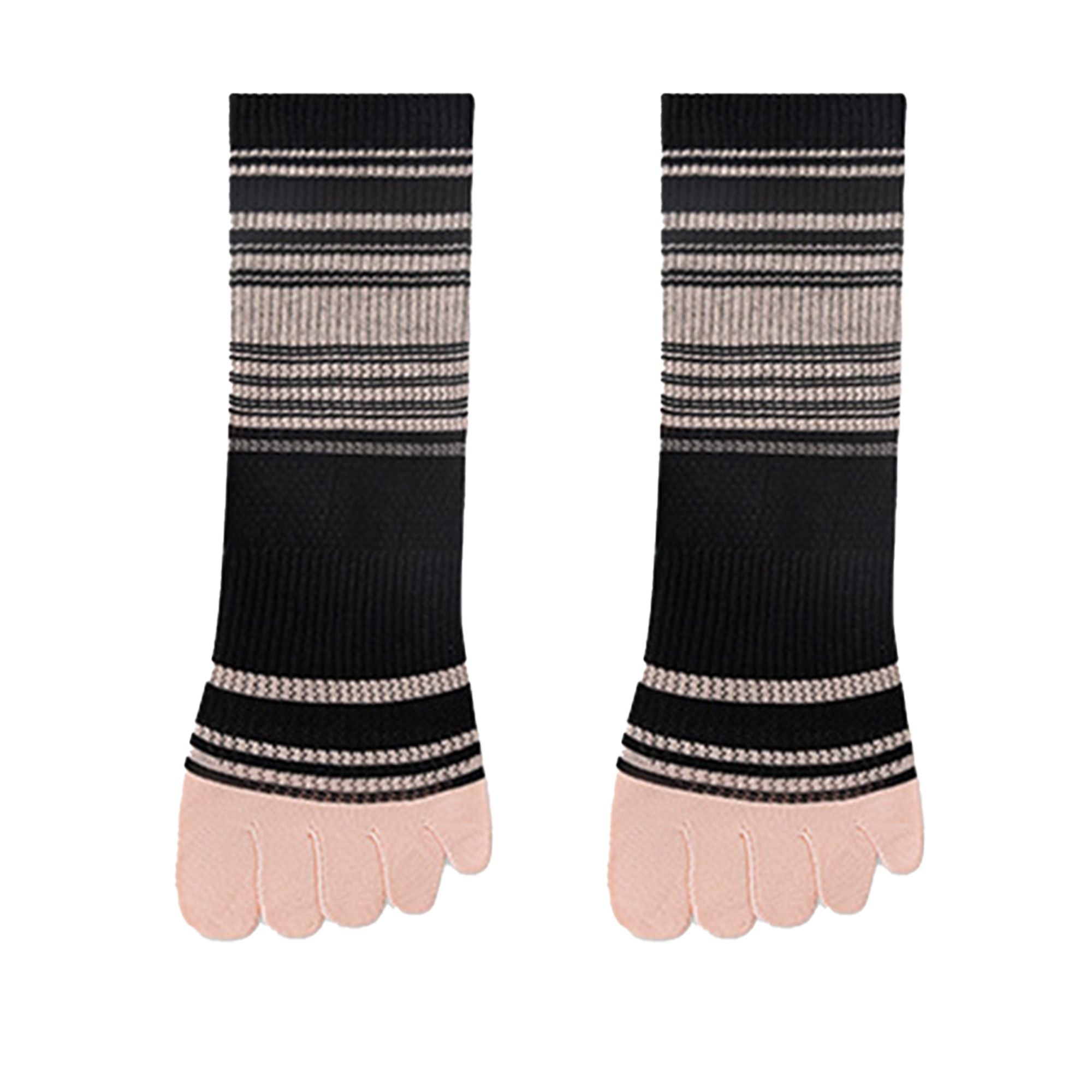 Anna-Kaci 2 Pairs Women's Breathable Five-Toe Socks with Arch Support and Anti-Odor Lycra Stretch for Casual or Active Wear