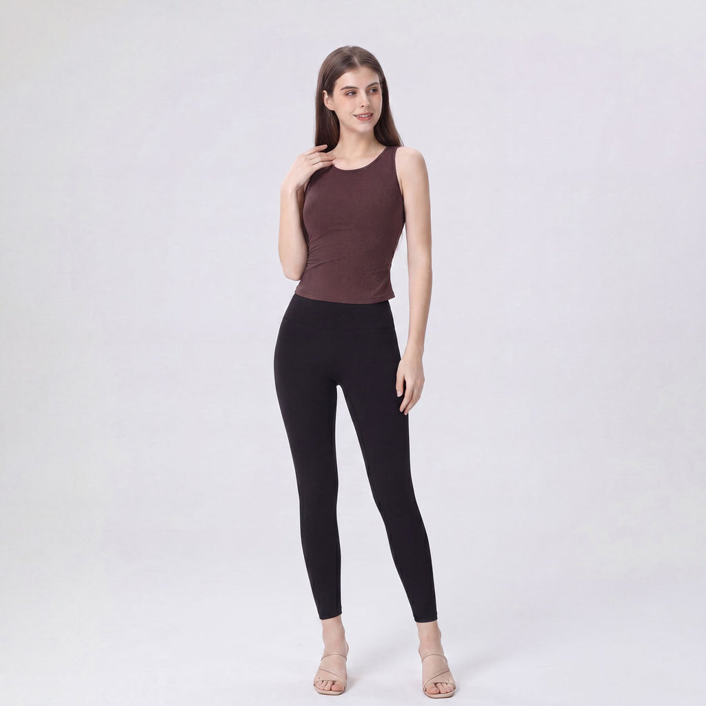 Sleeveless High Neck Cropped Yoga Tank Fitted Workout Activewear Top