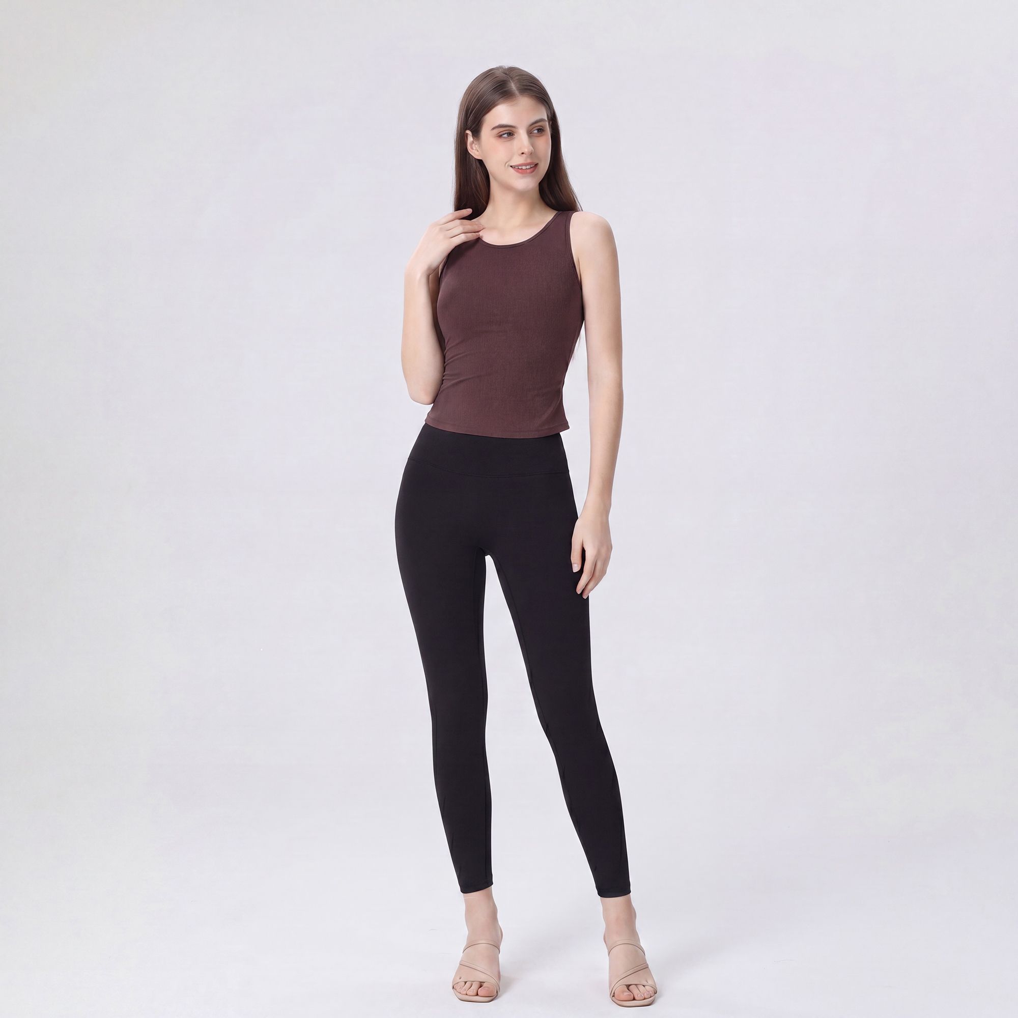 Sleeveless High Neck Cropped Yoga Tank Fitted Workout Activewear Top