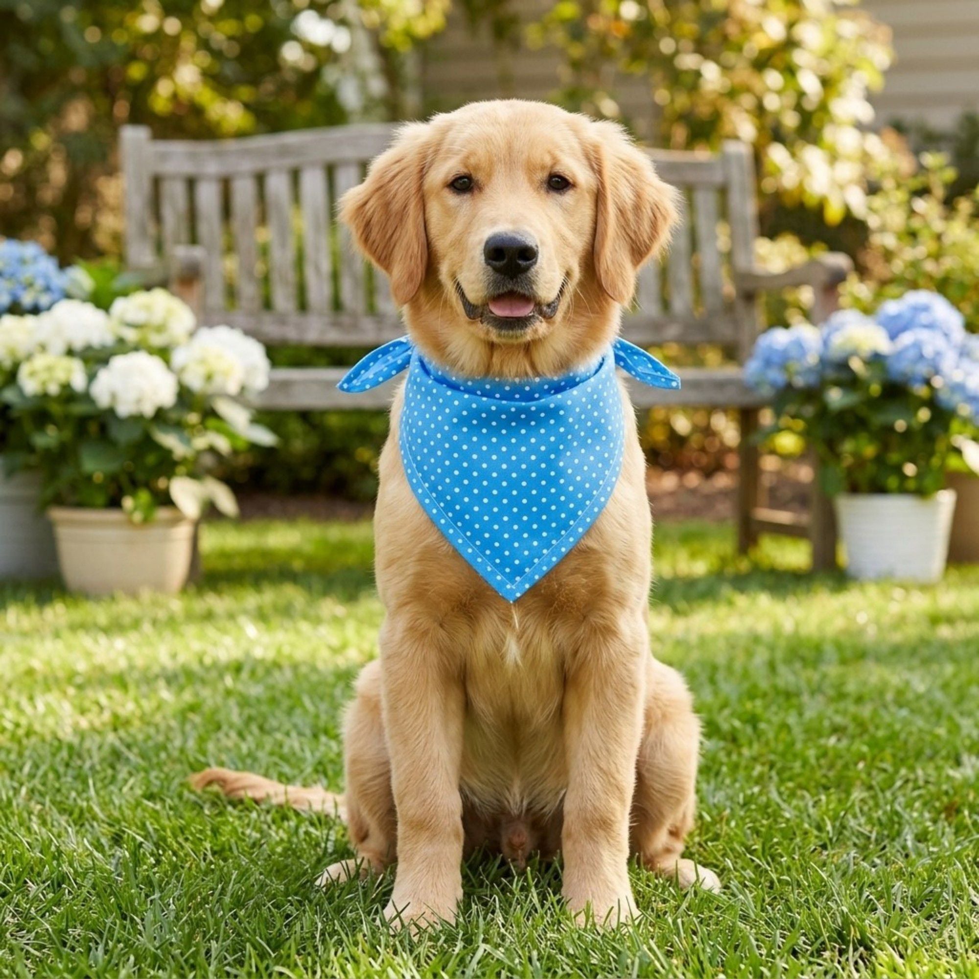Polka Dot Pet Bandana, Soft Cotton Dotted Scarf Bib for Small Medium Dogs Cats