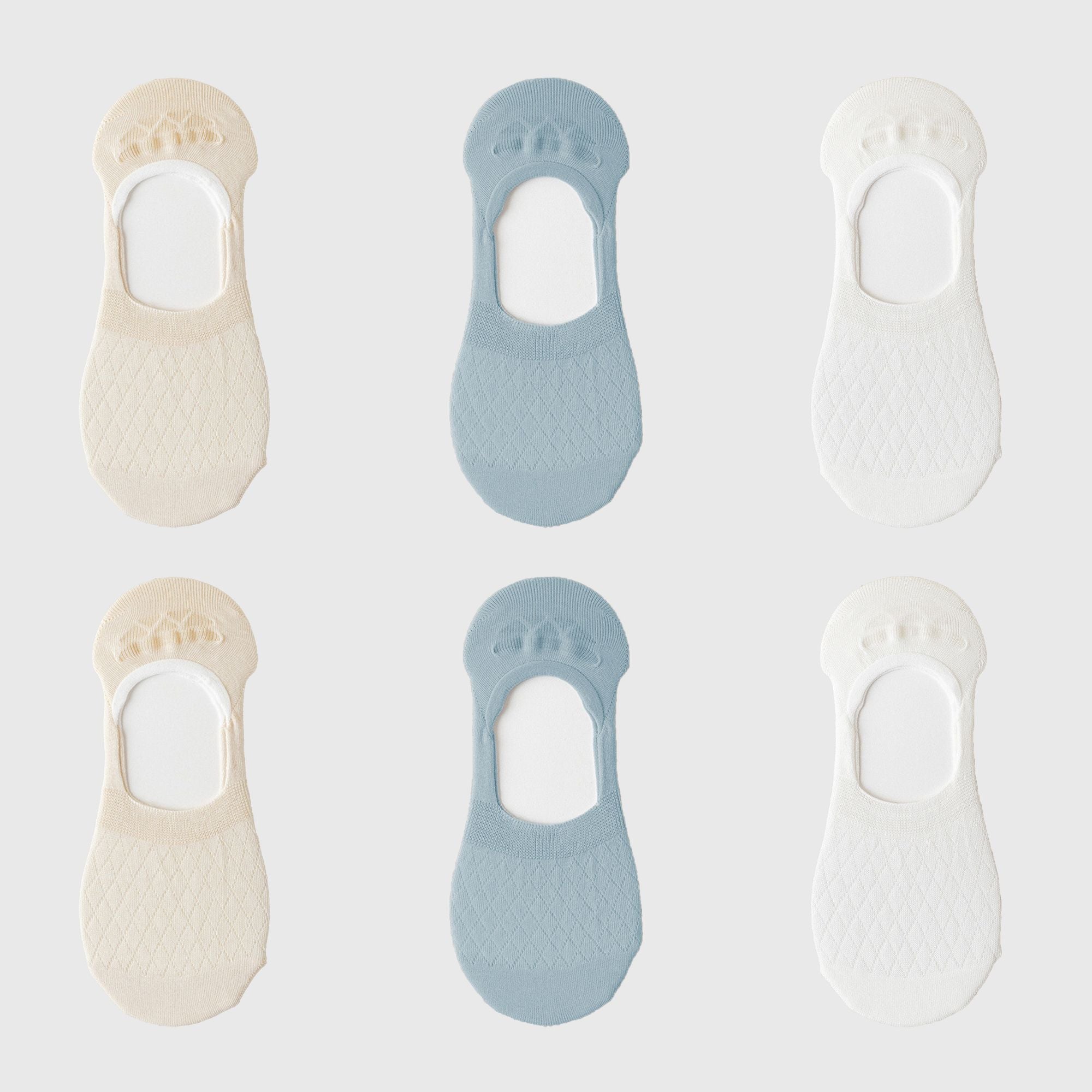 Anna-Kaci Women's Solid No Show Socks Non Slip Cotton 6Pk
