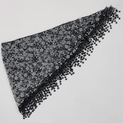 Anna-Kaci Lightweight Lace Floral Head Scarf Fringe Triangular Shawl Scarf Wrap Bandana for Women