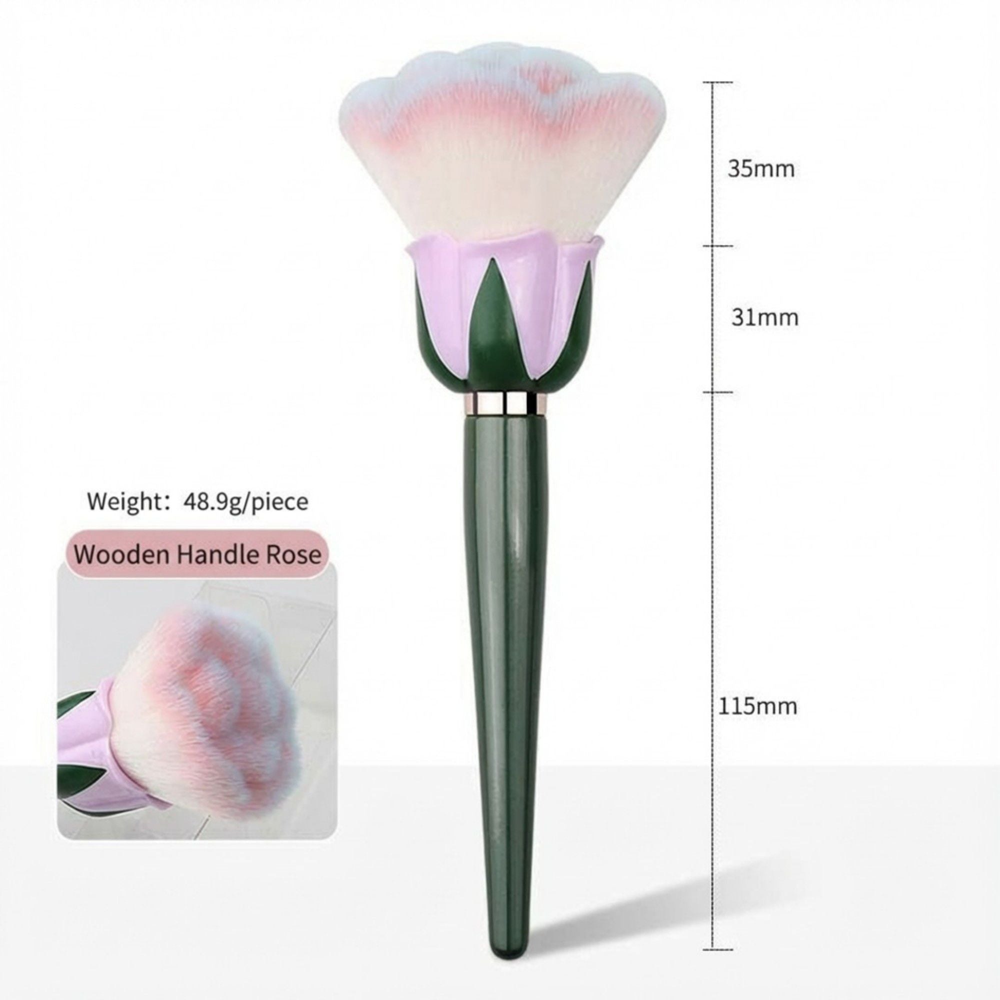 Flower-Shaped Soft Face Powder Brush with Sculpted Handle and Decorative Design