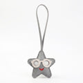 2-Piece Womens Faux Leather Bag Charm with Long Hanging Strap and Layered Detail
