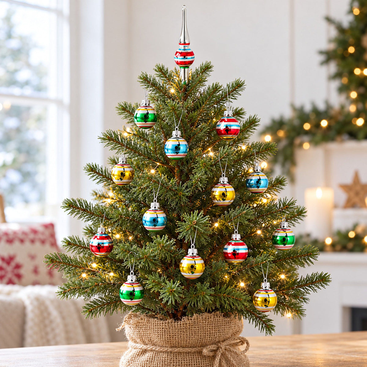 17 Piece Mini Christmas Ball Ornaments and Tree Topper Set Gift