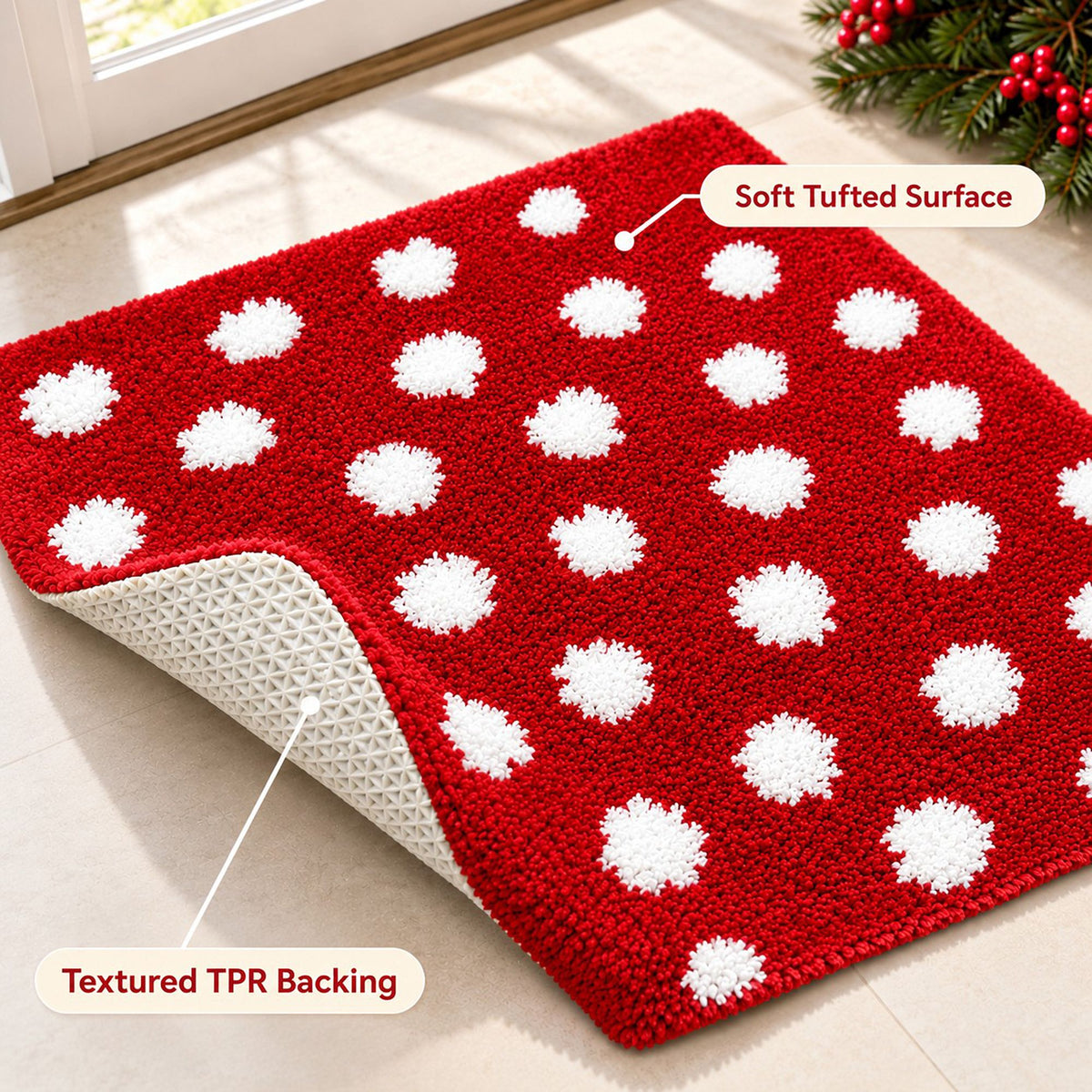 Christmas Tufted Bath Rug with Nonslip Backing 15.7 x 23.6 in