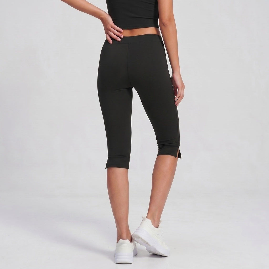 High Waist Capri Leggings Side Slit Cropped Workout Yoga Pants