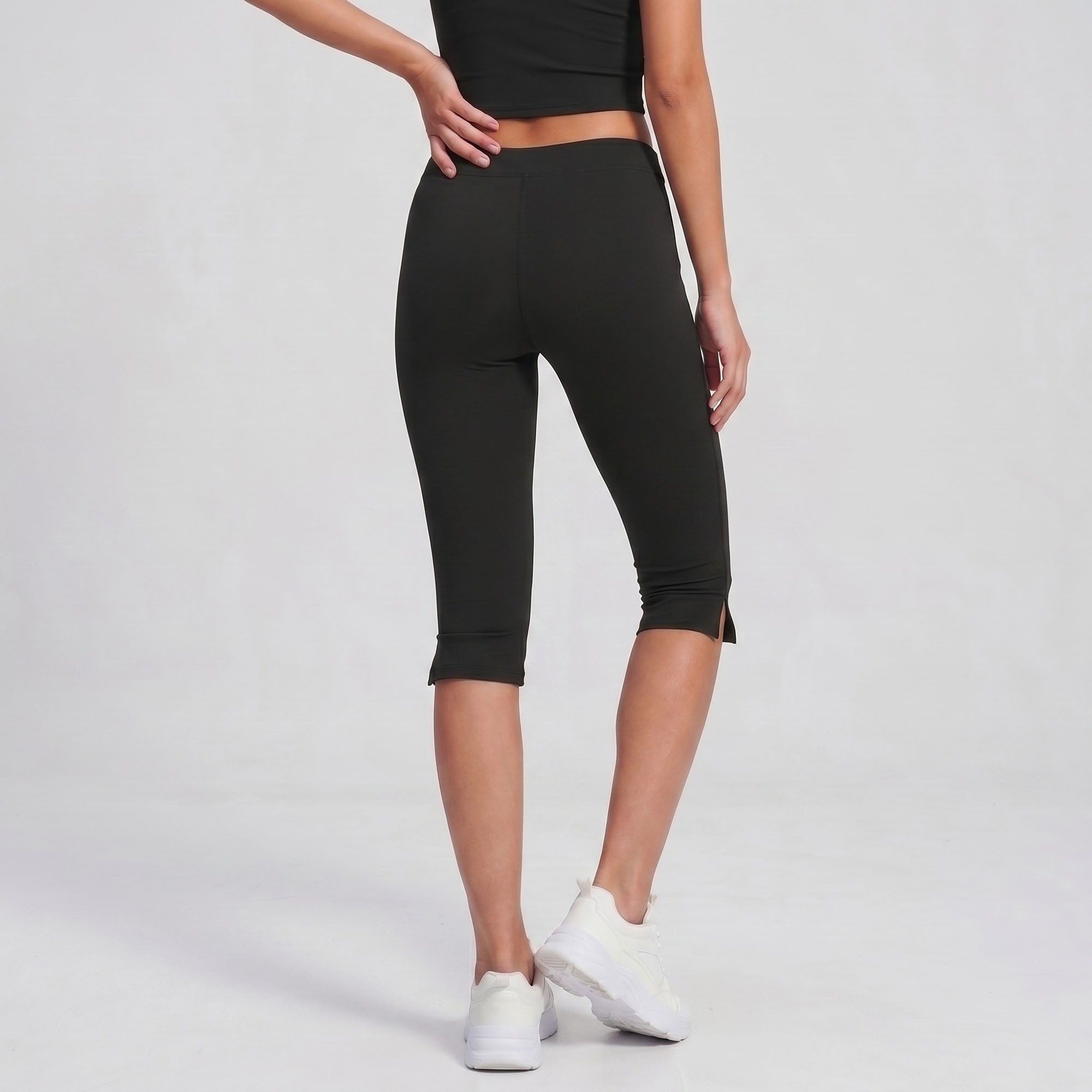 High Waist Capri Leggings Side Slit Cropped Workout Yoga Pants