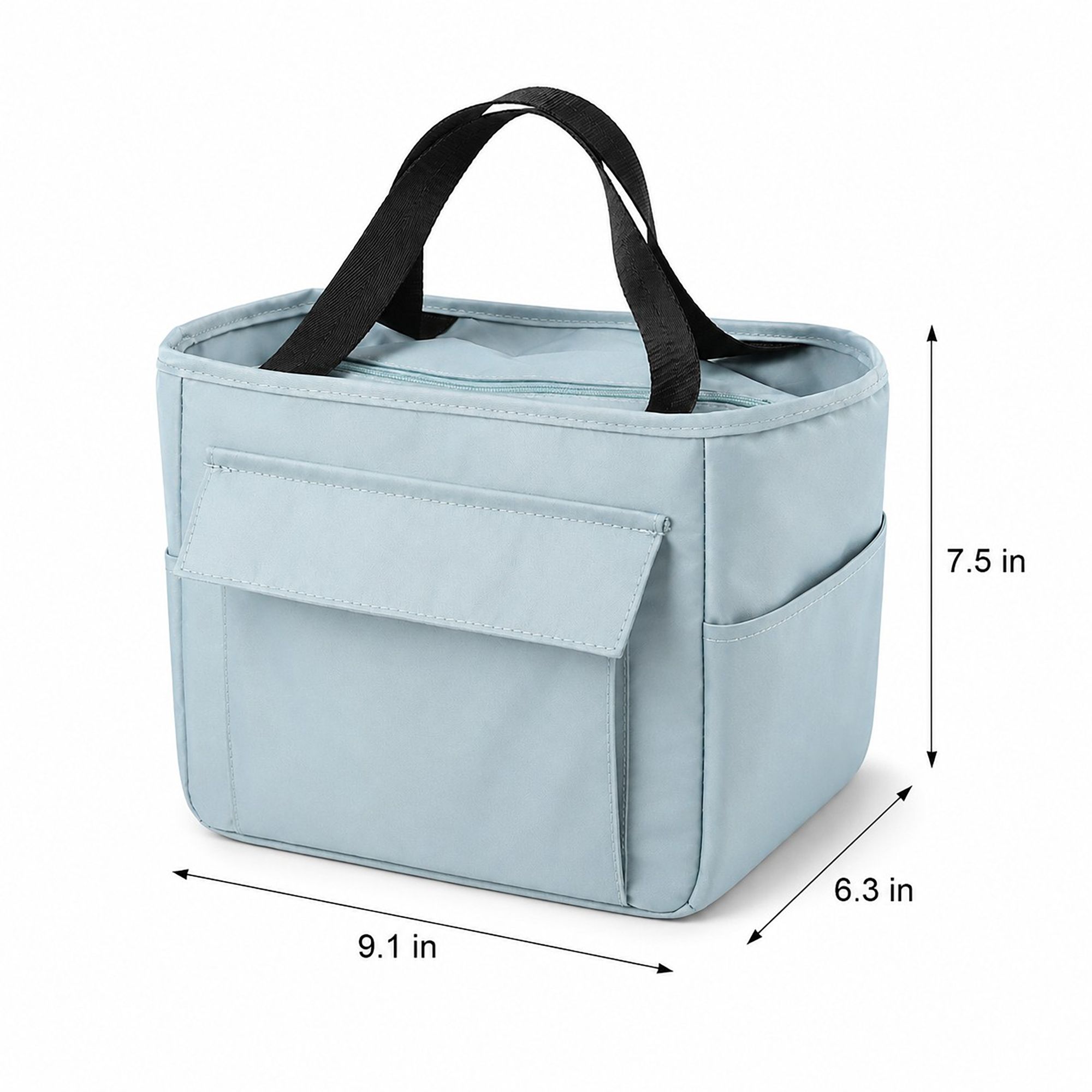 Insulated Lunch Tote with Front Pocket and Top Handles