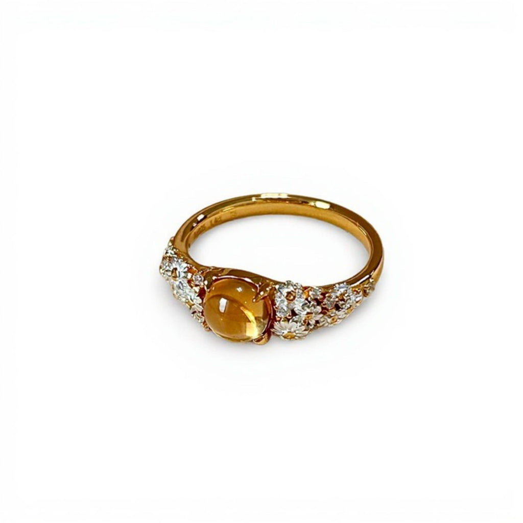 Women's Gemstone Accent Ring with Crystal-Embellished Band and Polished Finish