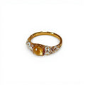 Women's Gemstone Accent Ring with Crystal-Embellished Band and Polished Finish