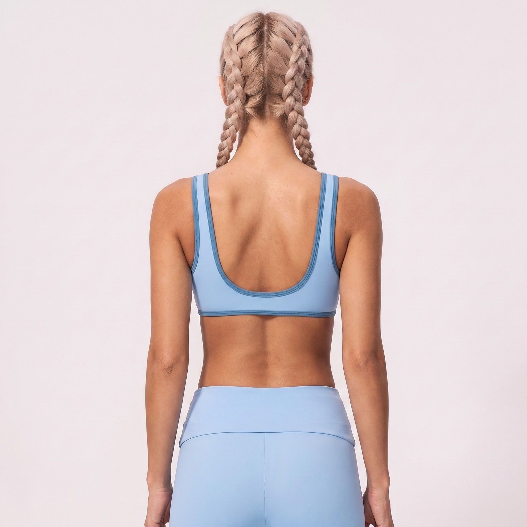 V Neck Sports Bra Contrast Trim Workout Top