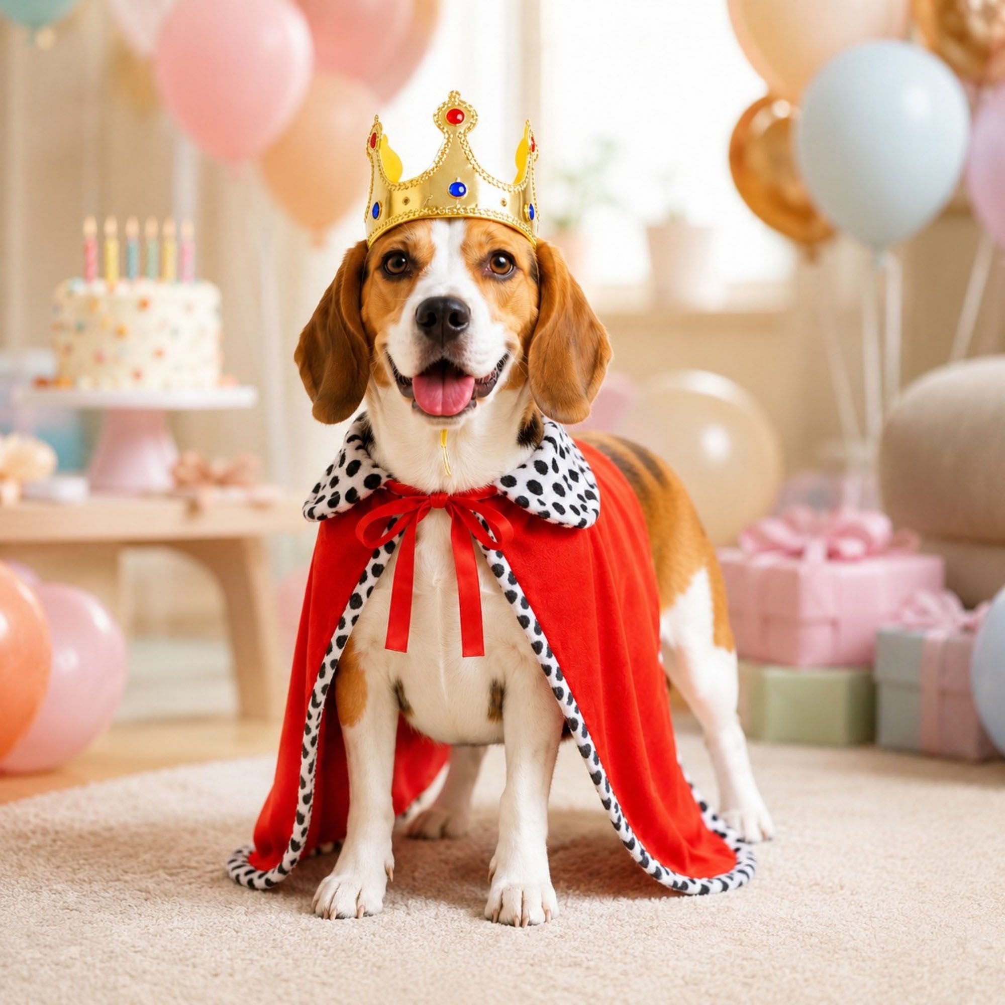 Pet Royal King Costume Crown and Cape Set for Dogs and Cats Party Dress Up
