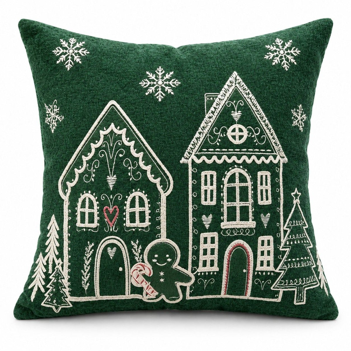 Christmas Embroidered Throw Pillow Cover 18 x 18 Inch Holiday Home Decor