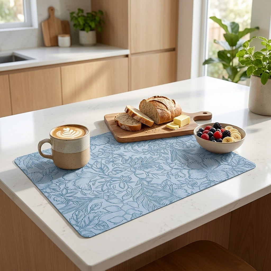6 Piece Floral PVC Placemat Set Heat Resistant Wipe Clean Table Mats for Dining Table