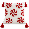 Christmas Peppermint Tufted Tassel Throw Pillow Cover