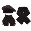 3 Piece Beret Scarf and Touchscreen Gloves Winter Set