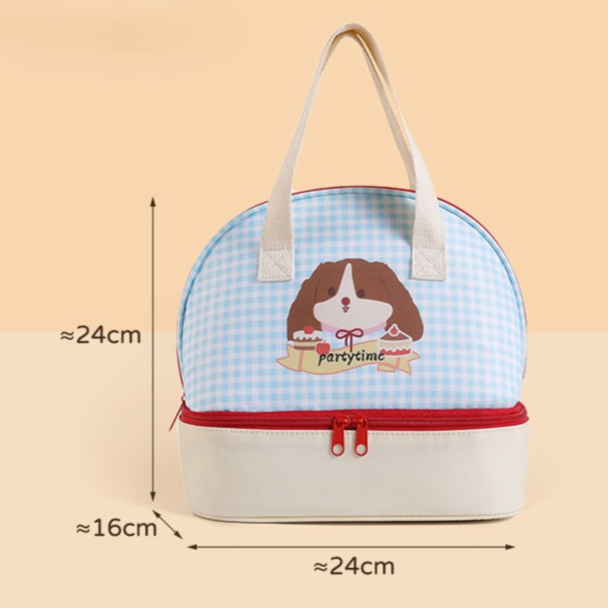 Double Layer Insulated Lunch Bag Large Capacity Cartoon Lunch Tote for School Travel