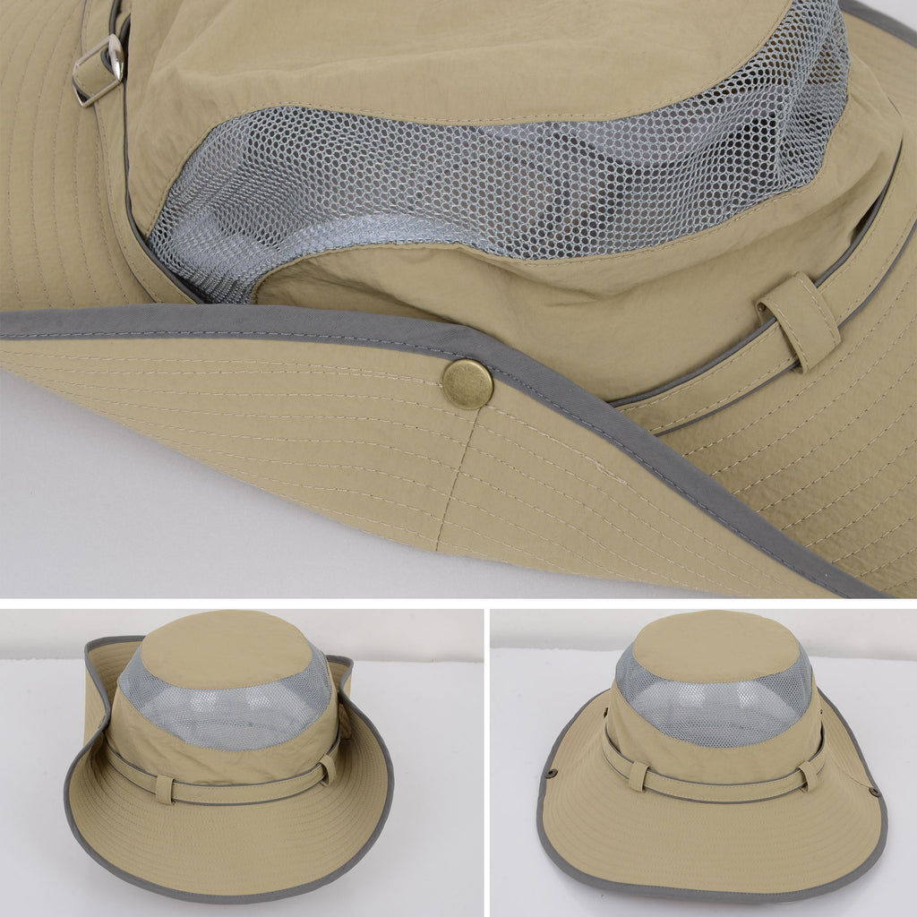 Anna-Kaci Wide Brim Outdoor Hat with Mesh Ventilation Snap-Up Sides and Chin Strap for Hiking, Beach, Travel, and Sun Protection