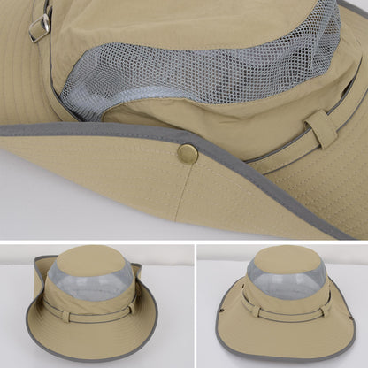 Anna-Kaci Wide Brim Outdoor Hat with Mesh Ventilation Snap-Up Sides and Chin Strap for Hiking, Beach, Travel, and Sun Protection