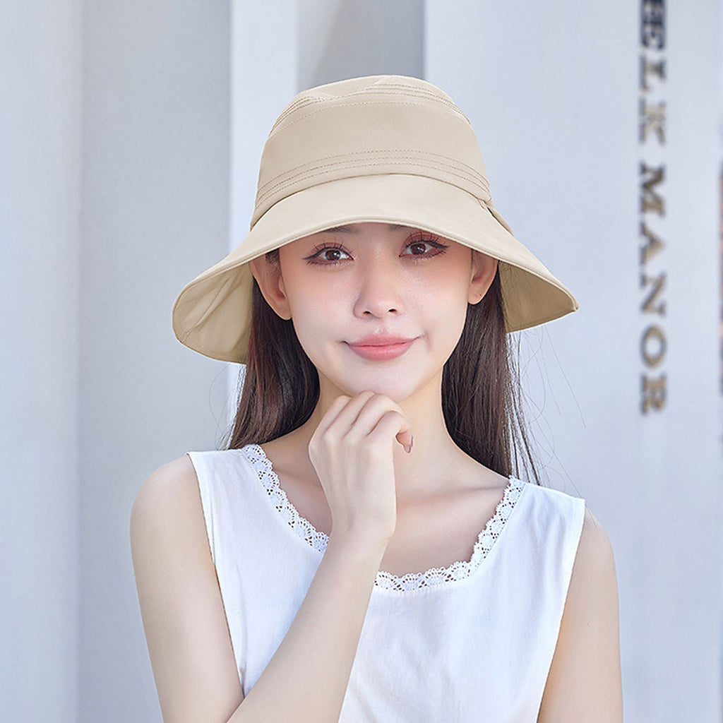 Anna-Kaci Foldable Wide - Brim Sun Hat with Bow Accent