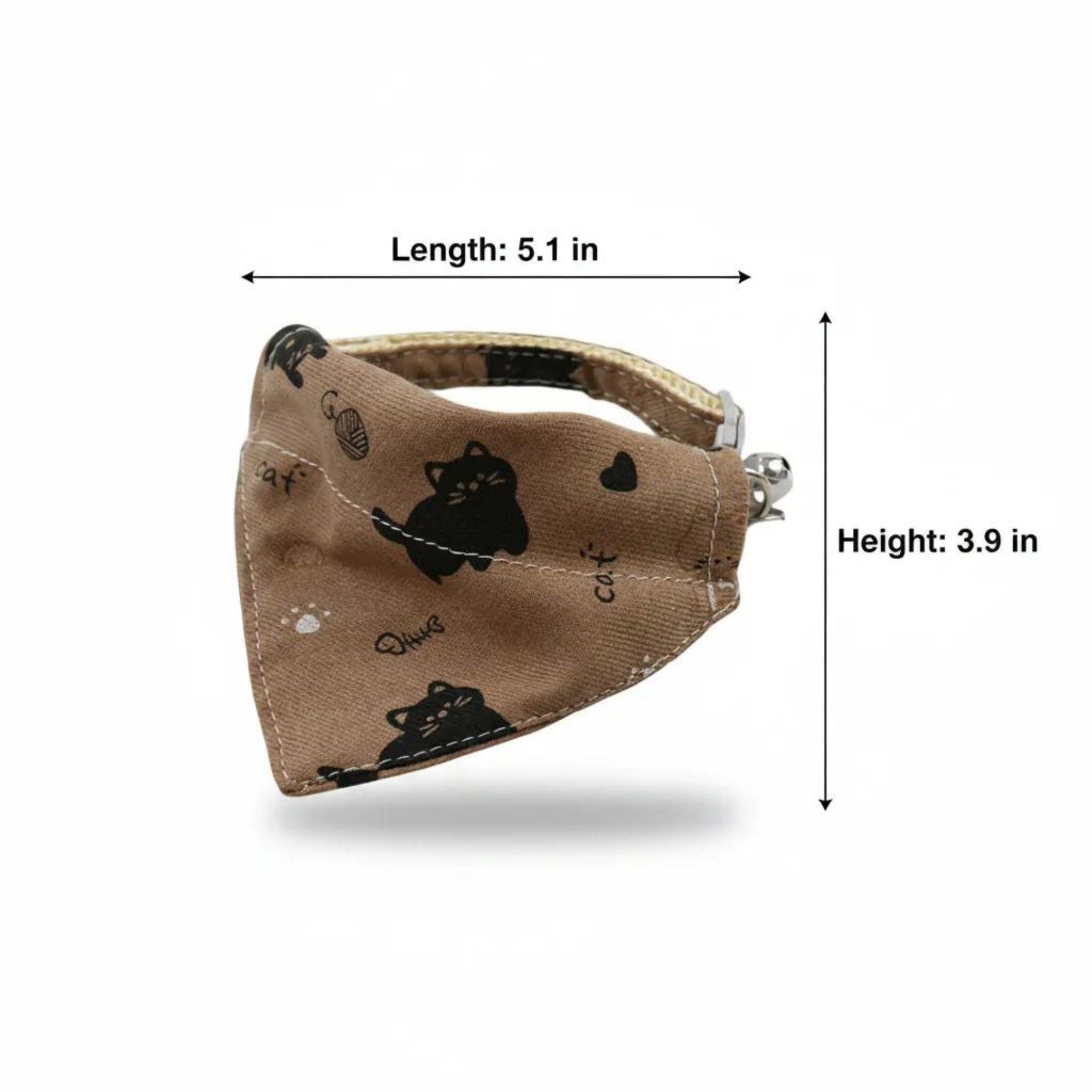 Pet Cat and Dog Bandana Collar with Bell Adjustable Cartoon Cat Print Scarf Bib