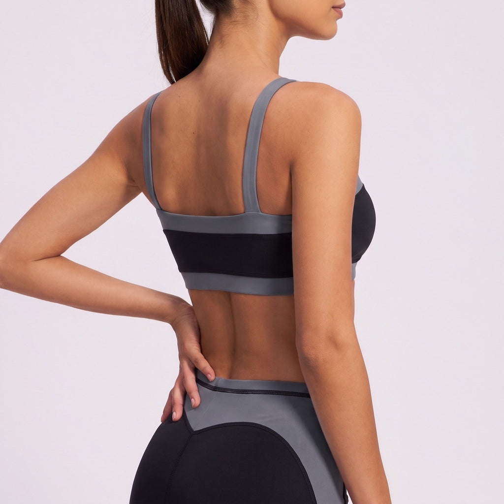 Square Neck Sports Bra with Slim Straps for Running Gym Training and Everyday Activewear