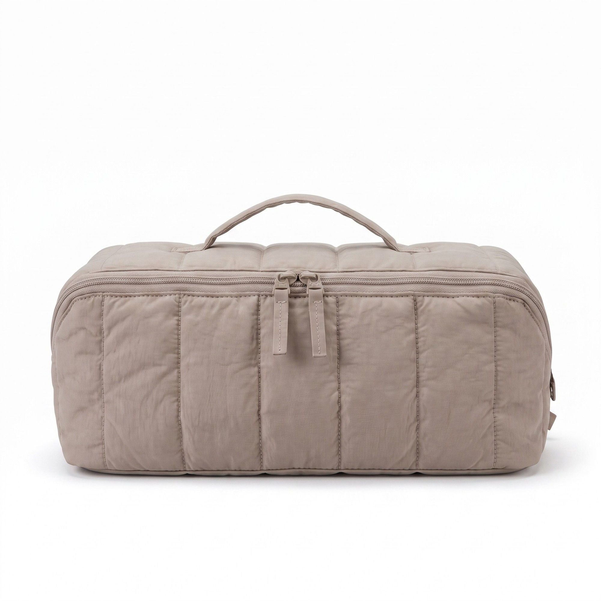 Vertical Padded Rectangular Travel Pouch with Top Carry Handle and Dual Zipper Pulls 16.7x5.3x5.3in