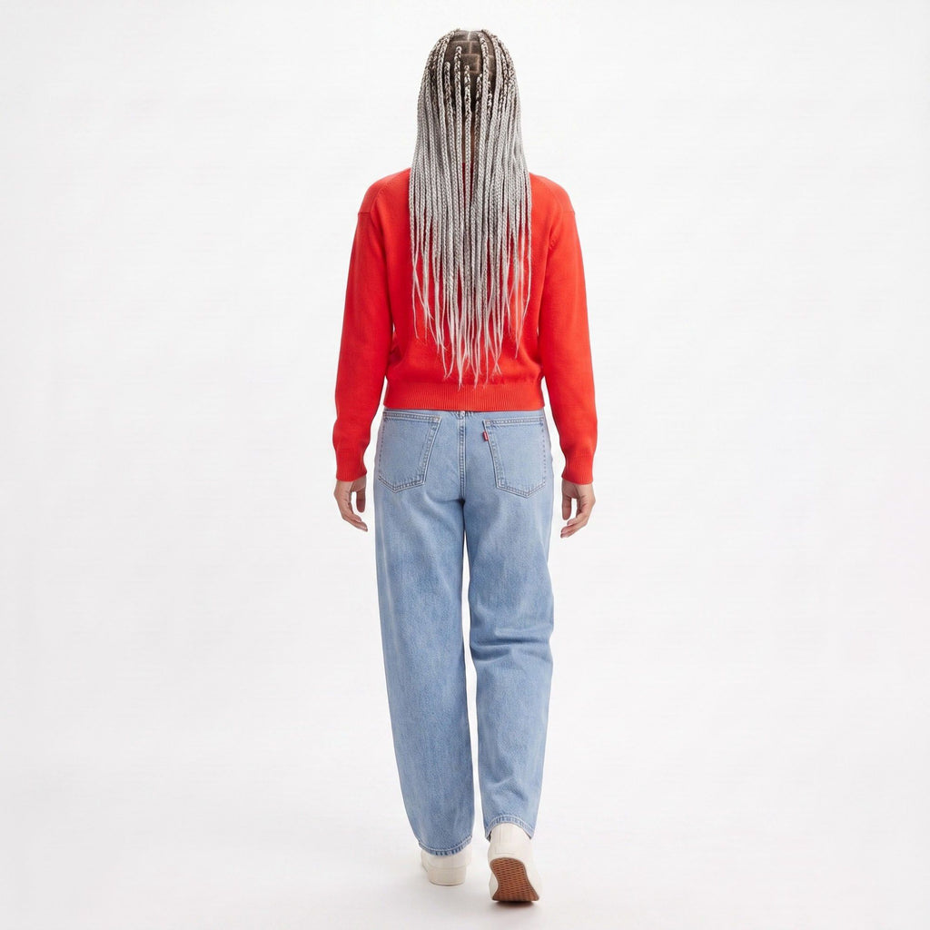 Crewneck Button-Front Knit Cardigan Sweater