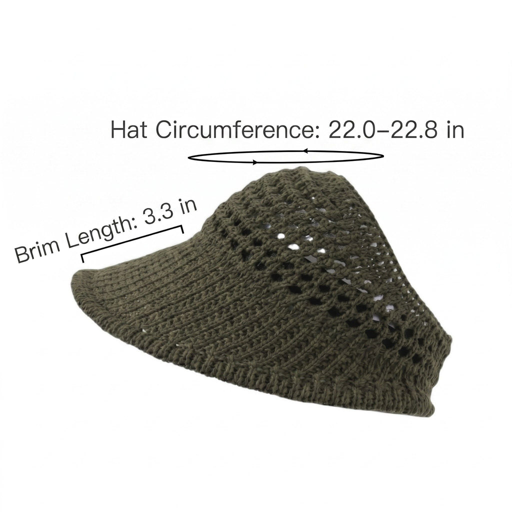 Crochet Bucket Hat Summer Knit Sun Hat Breathable Lightweight Beach Cap