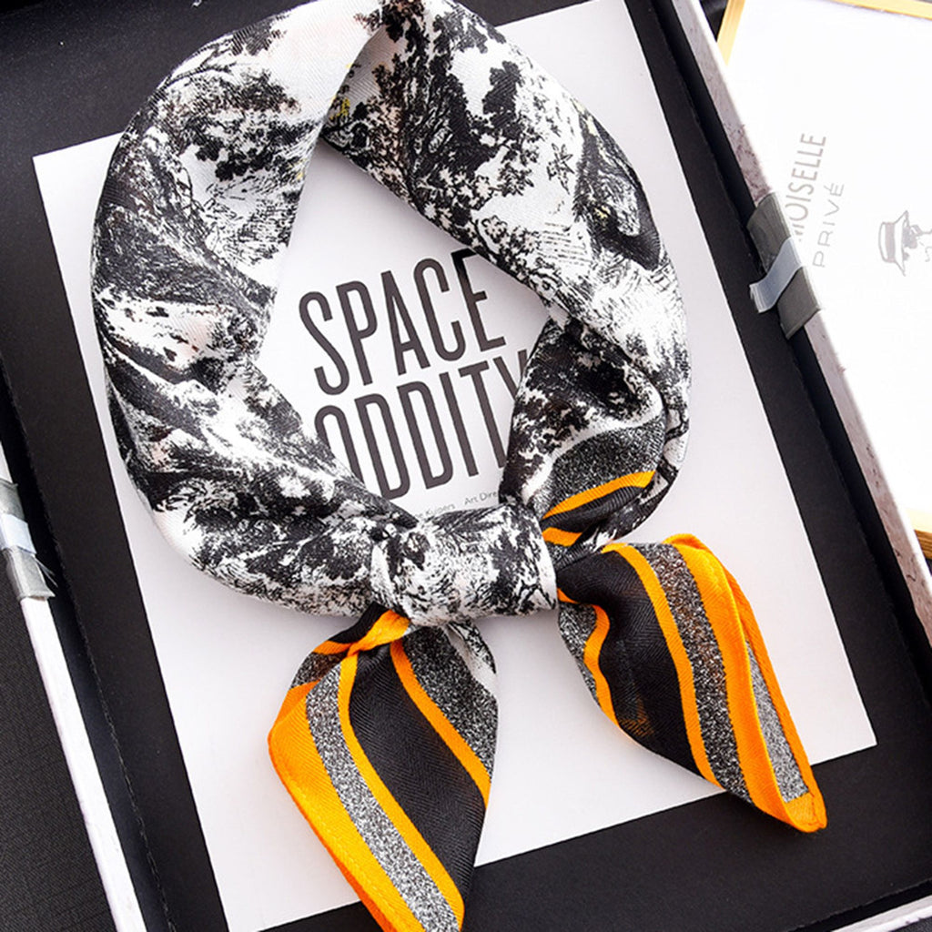 Anna-Kaci Women's Scenic Landscape Print Square Scarf with Soft Silky Fabric Lightweight Versatile Neck and Hair Accessory