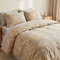 3-Piece Cotton Bedding Set with Duvet Cover and Pillowcases Soft Washed Fabric Botanical Floral Print