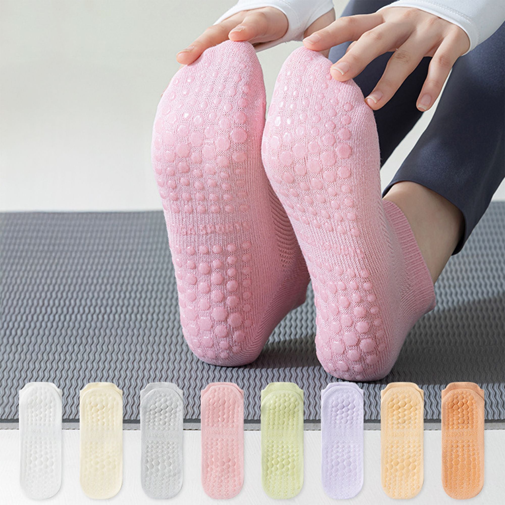 Anna-Kaci 4-Pack Women's Mesh Top Non-Slip Yoga Socks with Full Sole Grips and Breathable Lightweight Fabric