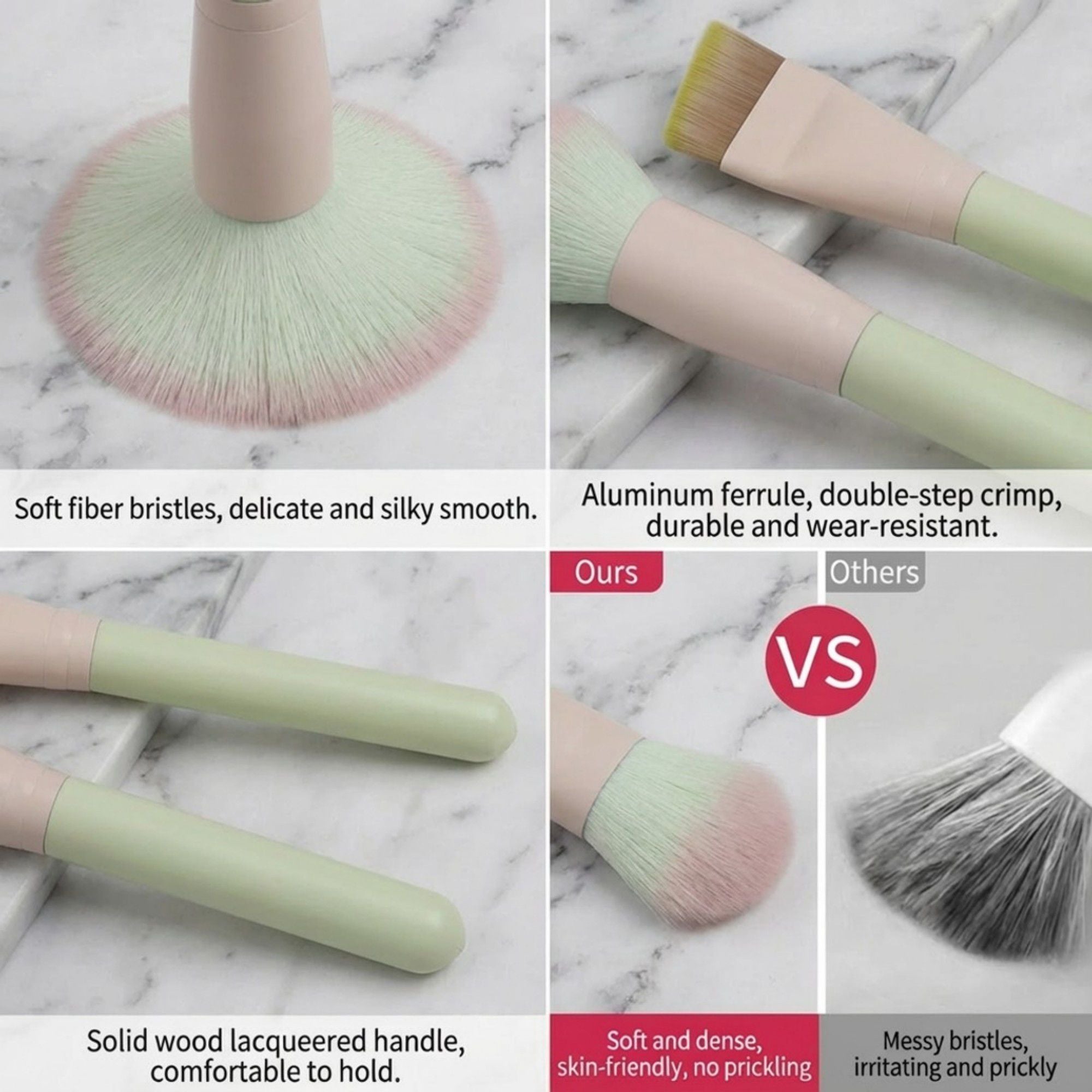 12 Piece Makeup Brush Set with Soft Synthetic Bristles for Face Eye Blending Contour Powder Foundation