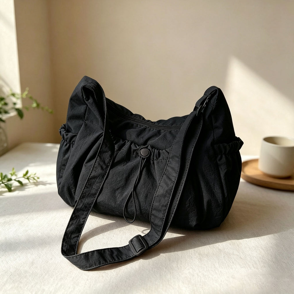 Lightweight Hobo Shoulder Bag with Adjustable Strap and Multiple Pockets