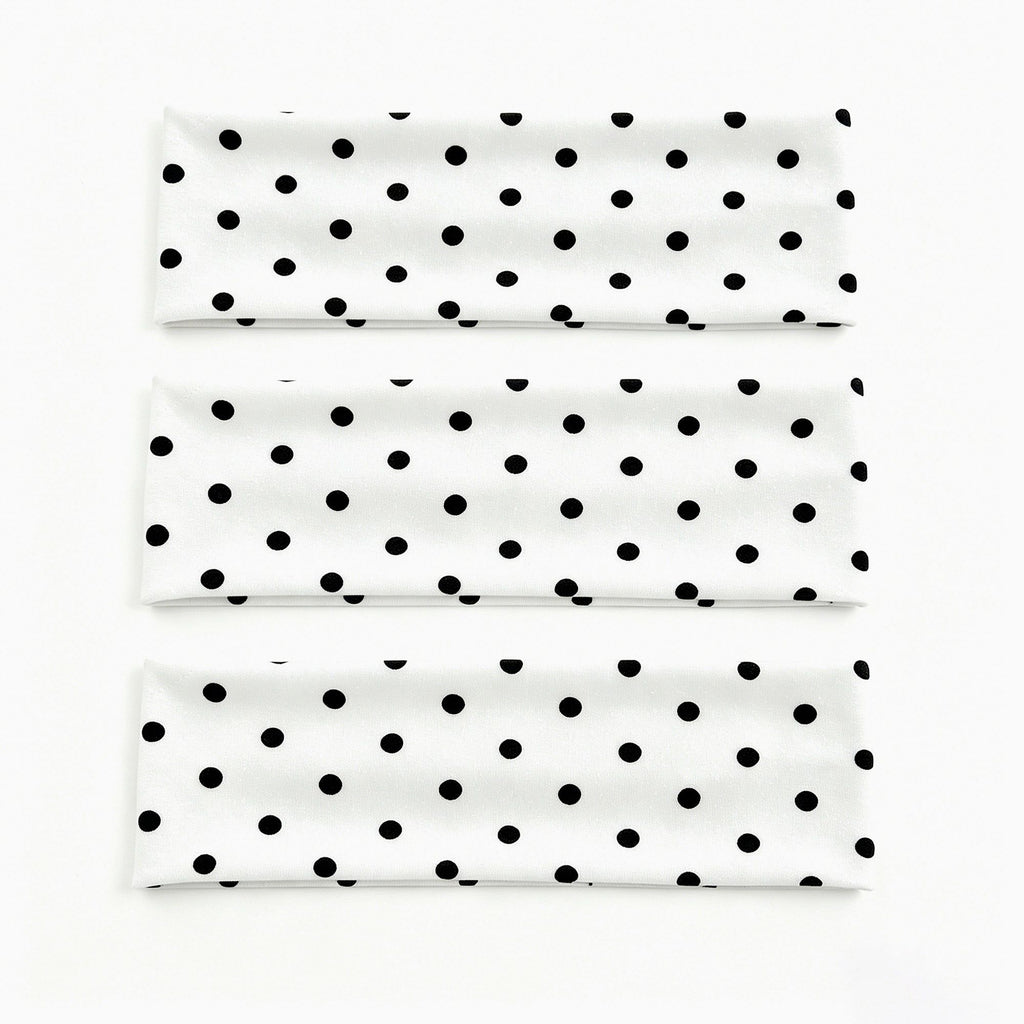 Polka Dot Stretch Headbands 3 Pack Soft Cotton Hair Bands Wide Headwrap for Daily Wear