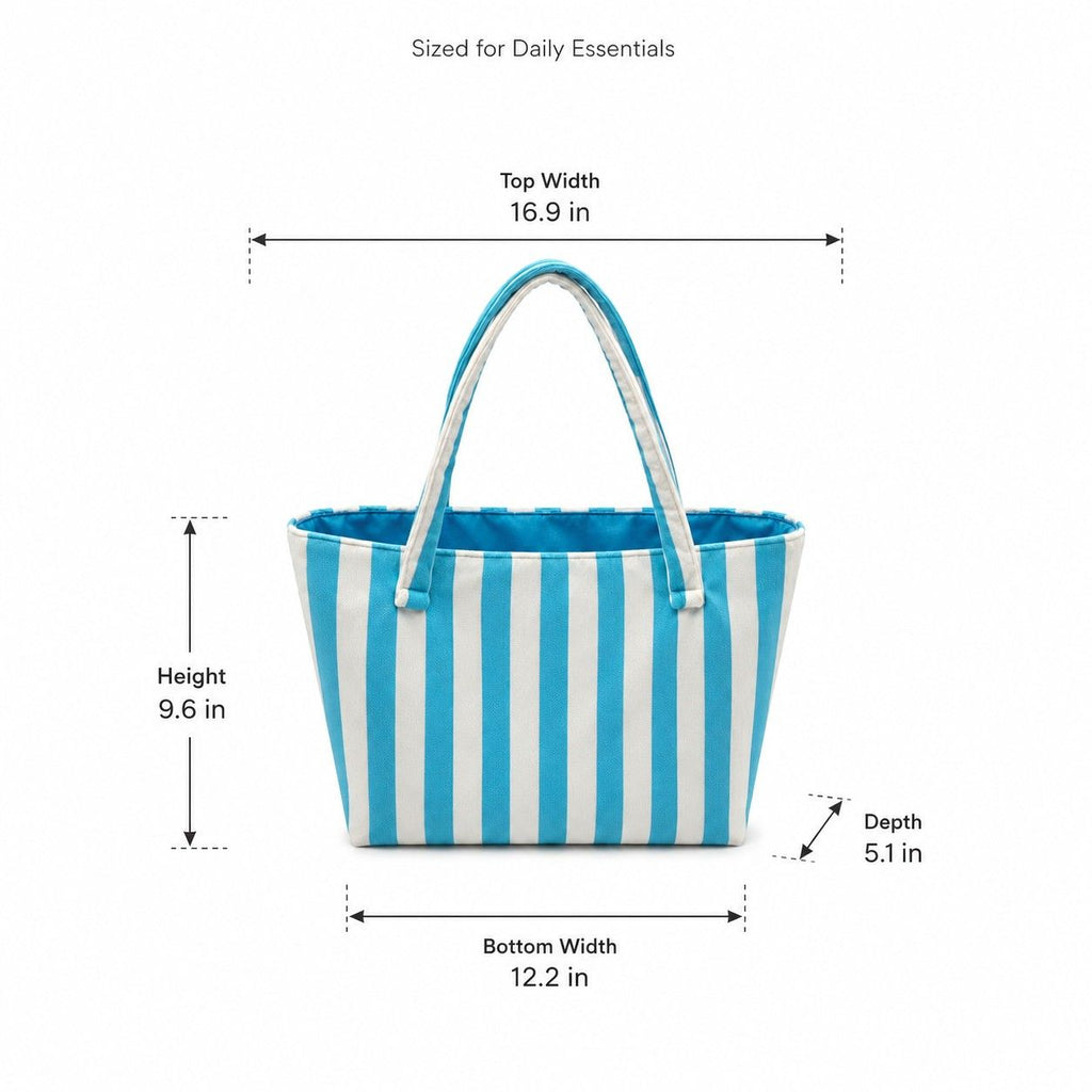 Striped Terry Cloth Tote Bag Roomy Beach and Travel Shoulder Carryall