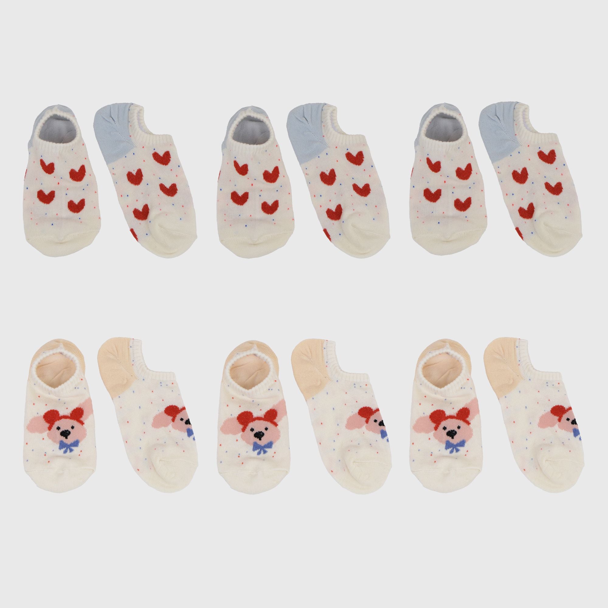 Anna-Kaci Women's Charming No Show Socks Seamless Toe Cotton 6Pk