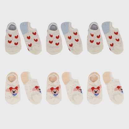 Anna-Kaci Women's Charming No Show Socks Seamless Toe Cotton 6Pk