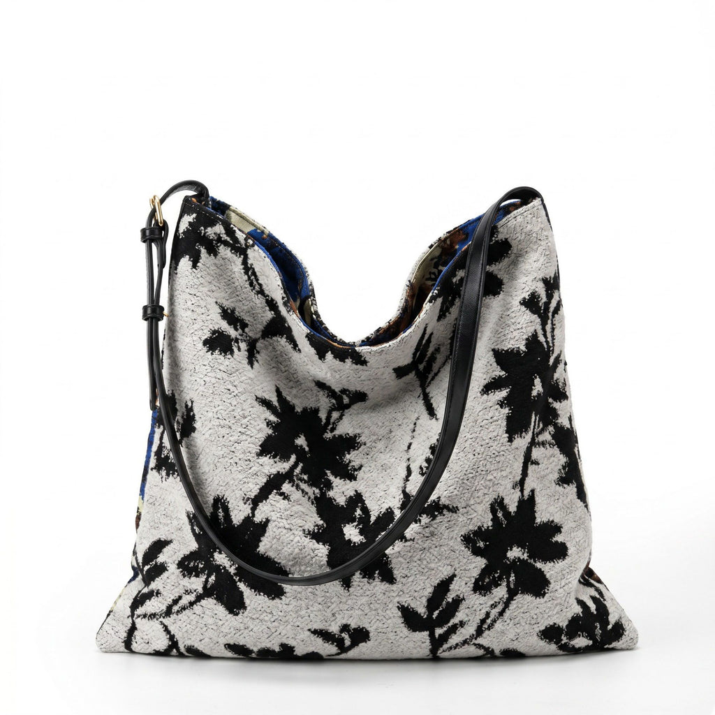 Oversized Printed Hobo Shoulder Bag with Adjustable Strap